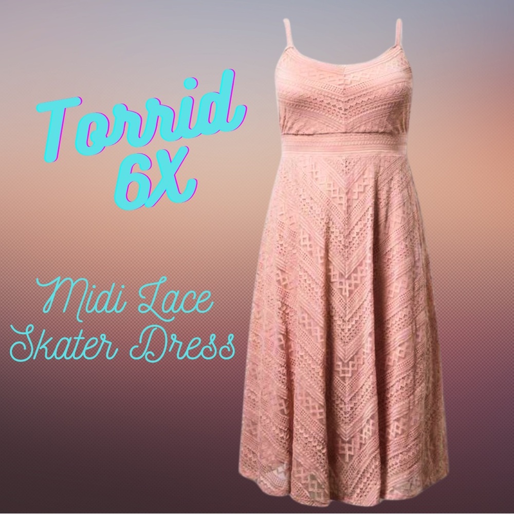 Torrid Blush MIDI Lace Skater Dress